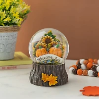 Glitzhome® 5.75"H Fall Sunflower and Pumpkin Resin Waterglobe