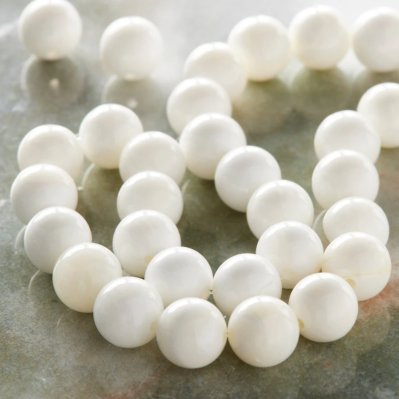 12 Pack: White Shell Round Beads, 8mm by Bead Landing™