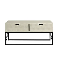 Off White 2-Drawer Faux Shagreen Coffee Table