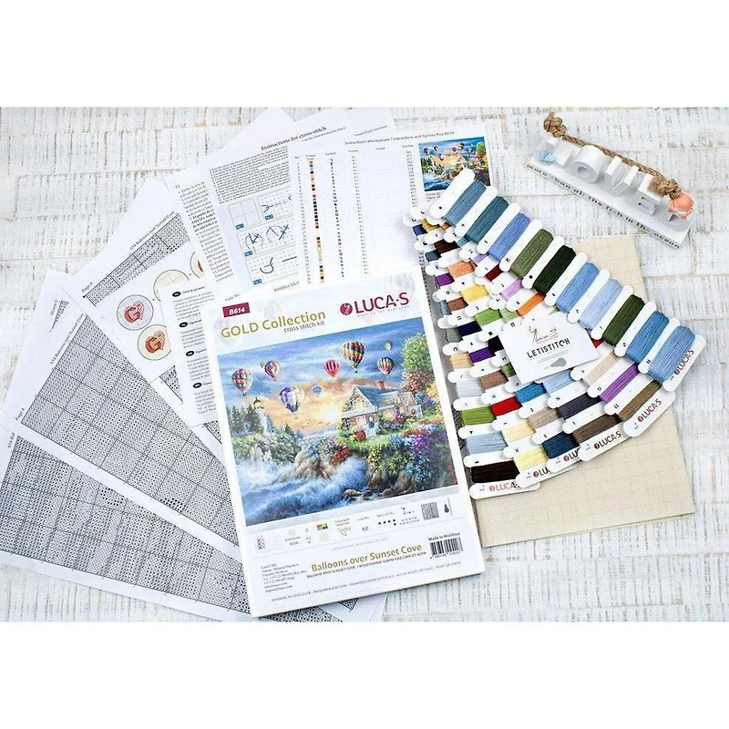Luca-s Balloons Over Sunset Cove Counted Cross Stitch Kit
