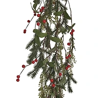 Hello Honey® 6ft. Green Faux Pine & Mistletoe Garland with Red Berries