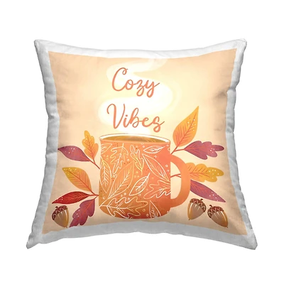 Stupell Industries Cozy Vibes Warm Autumn Coffee Throw Pillow