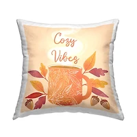 Stupell Industries Cozy Vibes Warm Autumn Coffee Throw Pillow
