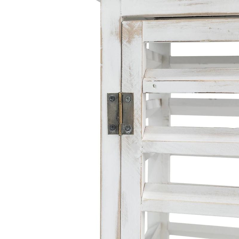 Modern Farmhouse White Wooden Shutter Lantern Set, 25.5" & 19"