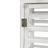 Modern Farmhouse White Wooden Shutter Lantern Set, 25.5" & 19"