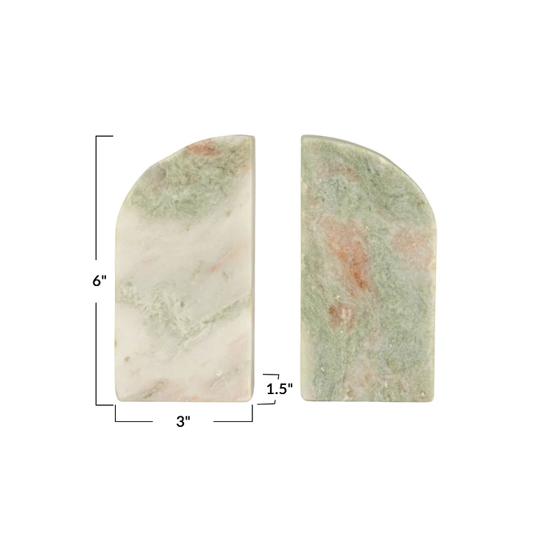 Hello Honey® 6" Green Half Arch Marble Bookend Set
