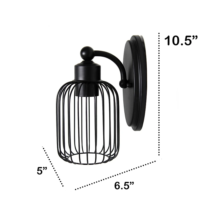 Lalia Home Ironhouse 10.5" Black Cage Wall Sconce