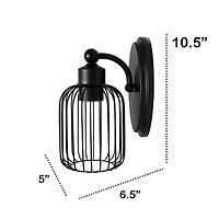 Lalia Home Ironhouse 10.5" Black Cage Wall Sconce