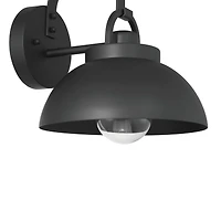 Hello Honey® Easton Matte Black Modern Farmhouse Metal Shade & Exposed Bulb Wall Mounted Outdoor Light