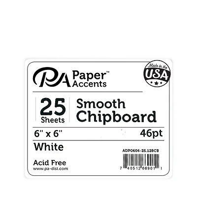 PA Paper™ Accents White 6" x 6" 46pt. Chipboard, 25 Sheets