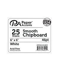 PA Paper™ Accents White 6" x 6" 46pt. Chipboard, 25 Sheets