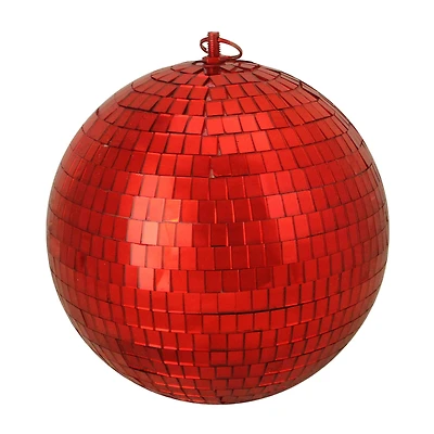 8" Shiny Red Hot Mirrored Disco Glass Christmas Ball Ornament