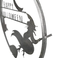17" Silver Flying Witch Happy Halloween Wall Sign