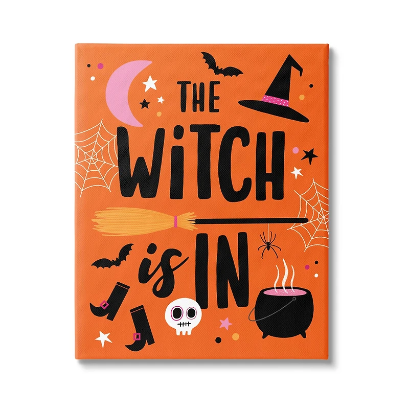 Stupell Industries Witch Is In Bold Cauldron Phrase Canvas Wall Art