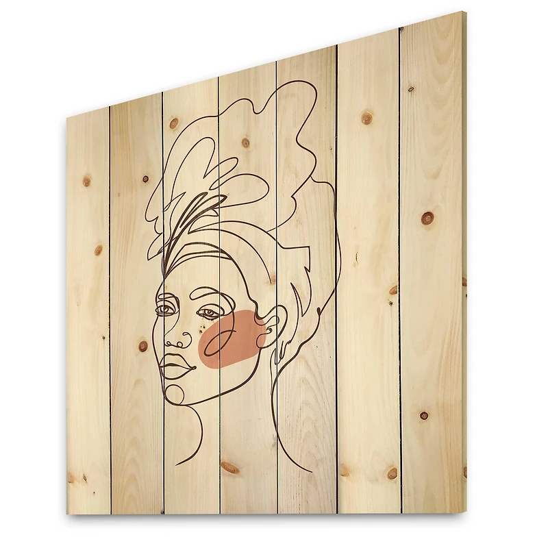 Designart - One Line Portrait of African American Woman III