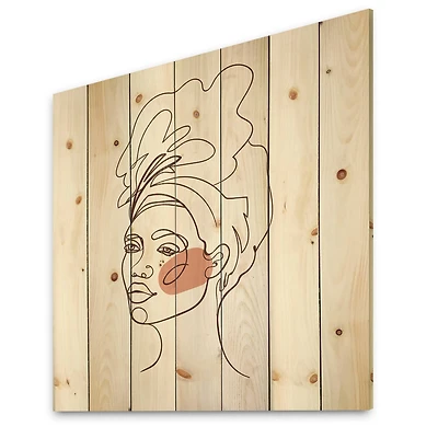 Designart - One Line Portrait of African American Woman III