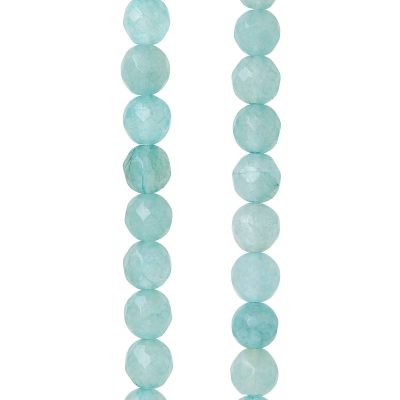12 Pack:  Aqua Faceted Quartzite Round Beads, 6mm by Bead Landing™