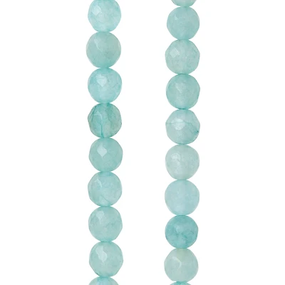 12 Pack: Aqua Faceted Quartzite Round Beads, 6mm by Bead Landing™