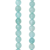 12 Pack:  Aqua Faceted Quartzite Round Beads, 6mm by Bead Landing™