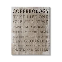 Stupell Industries Rustic Coffeeology Sign Espresso Positivity Phrases Drink Puns Canvas Wall Art