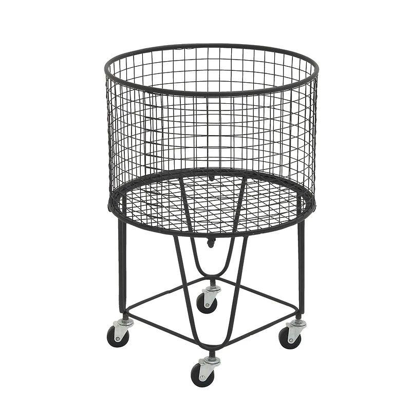 CosmoLiving by Cosmopolitan 24" Black Industrial Metal Storage Cart