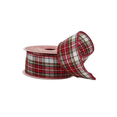 1.5" x30ft. Red Plaid Wired Ribbon by Celebrate It®