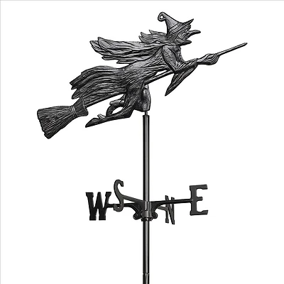 Design Toscano Garden Stake Windblown Wicked Witch Metal Weathervane