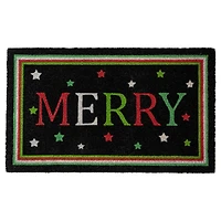 30" Black Coir Merry Christmas Doormat