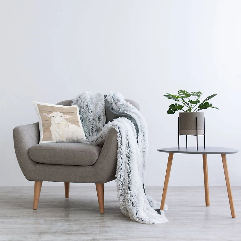 Stupell Industries Country Smiling Sheep Farm Animal Throw Pillow, 18" x 18"