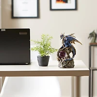 Blue Dragon on Rocks Statue 6" x 5.5" x 8.25