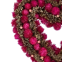 Pink Botanicals and Twigs Artificial Valentine's Day Heart Wreath 13" Unlit
