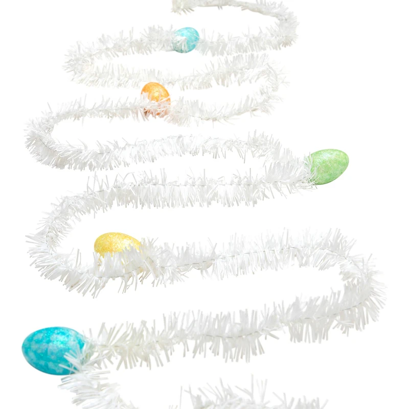 25ft. White Tinsel Garland with Easter Eggs