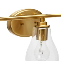 Hello Honey® Robert Stevenson Lighting Creston Brushed Gold Metal & Glass 3-Light Vanity Light