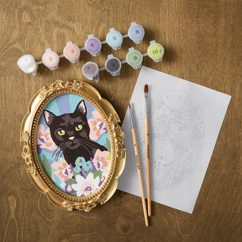 Cat with Florals Paint-by-Number Framed Mini Kit by Artist's Loft®