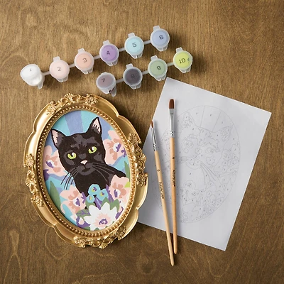 Cat with Florals Paint-by-Number Framed Mini Kit by Artist's Loft®