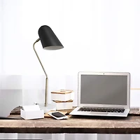 Lalia Home 24" Asymmetrical Marble and Metal Desk Lamp with Black Shade