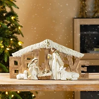 Glitzhome® 11.75" Resin "BELIEVE" Holy Family Figurine