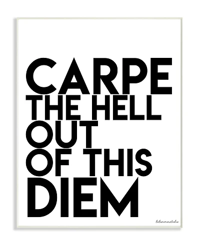 Stupell Industries lulusimonSTUDIO Black & White Carpe the Hell Out of This Diem Wall Plaque