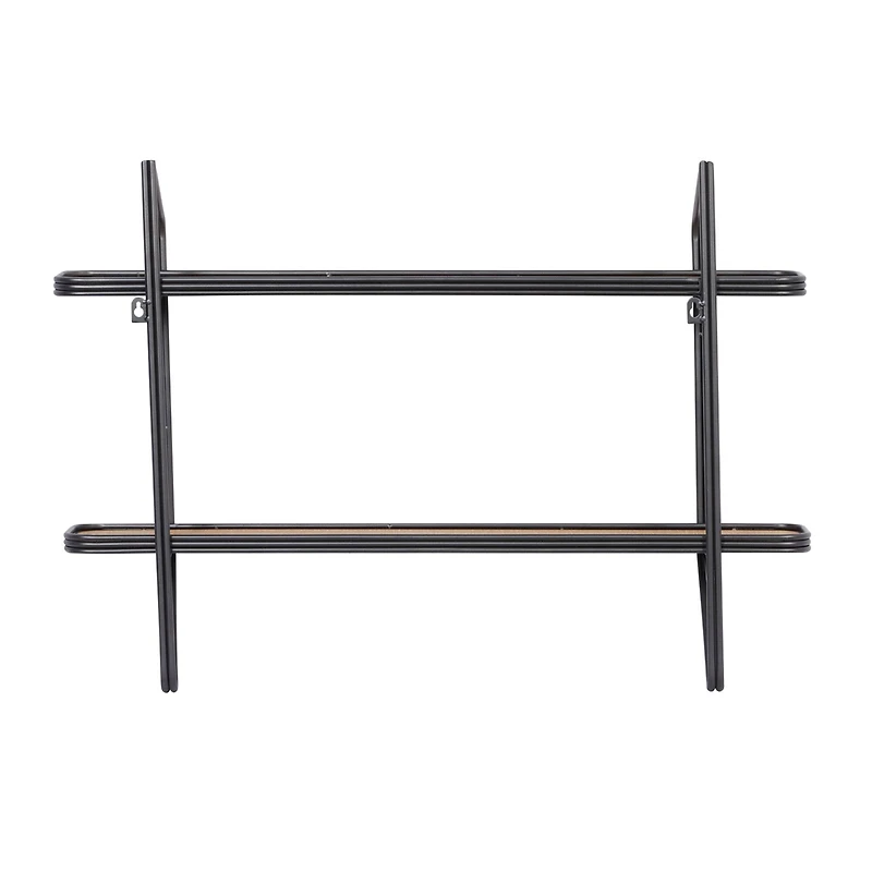 Black Iron and Wood Industrial Wall Shelves, 23" x 32" x 6"