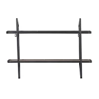 Black Iron and Wood Industrial Wall Shelves, 23" x 32" x 6"