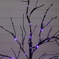 3ft. Pre-Lit Halloween Black Twig Artificial Tree with 80 Orange & Purple LED Lights