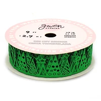 Gwen Studios 7/8" x 3yd. Die Cut Cute Christmas Trees Holiday Ribbon