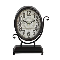 12" Black & White Metal Oval Clock Set