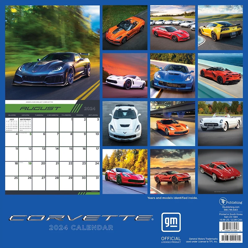 TF Publishing 2024 Corvette Wall Calendar