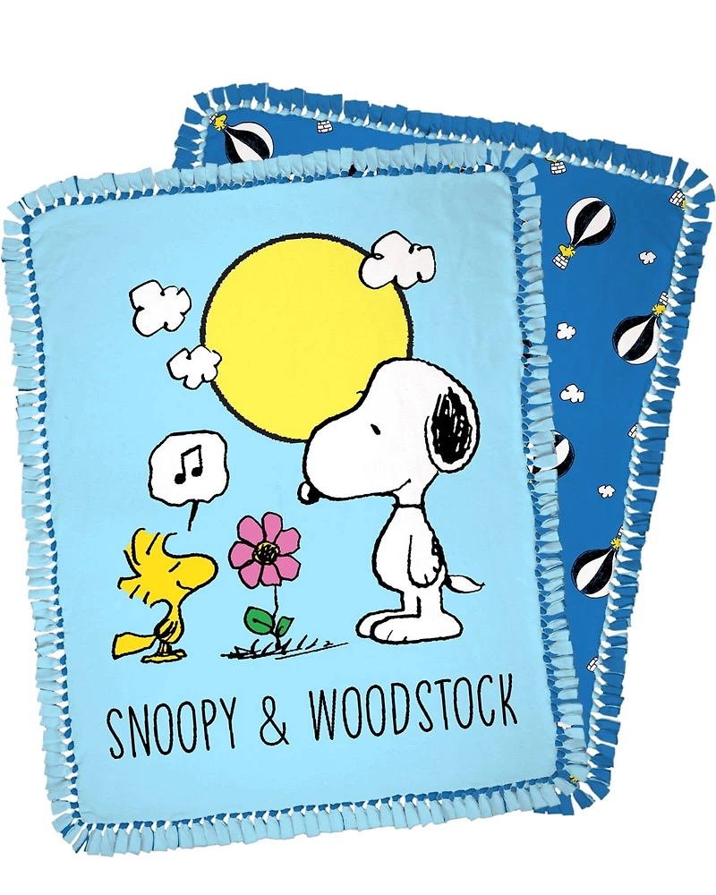 Peanuts® 72" Springtime Snoopy & Woodstock No Sew Fleece Throw Kit