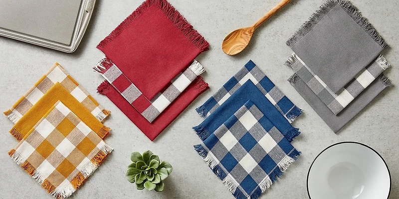 DII® Assorted Navy Heavyweight Fringed Dishcloth (Set of 6)