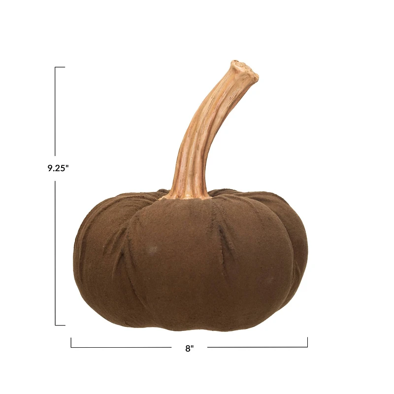 Hello Honey® 9.25" Brown Flocked Pumpkin Accent