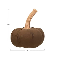 Hello Honey® 9.25" Brown Flocked Pumpkin Accent
