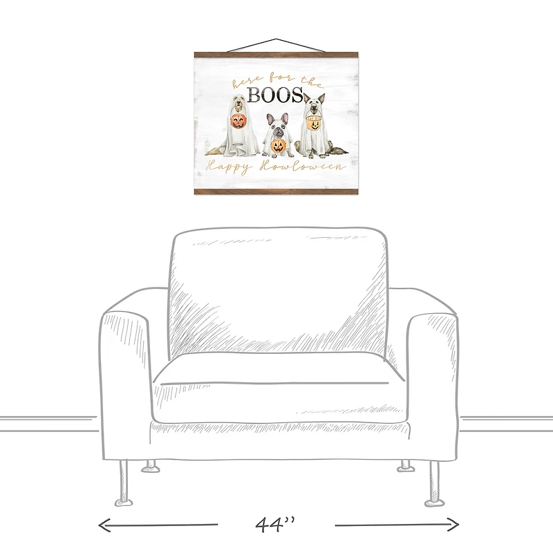 Happy Howloween Ghost Pups 16" x 20" Teak Hanging Canvas