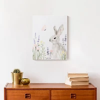 11" x 14" Floral Pasture Bunny Canvas Wall Art